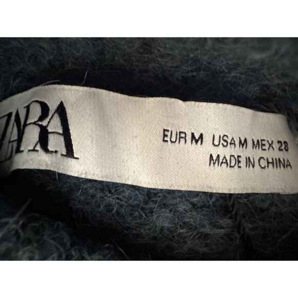 ZARA Smokey Blue Medium Turtleneck Sweater Acrylic Wool Alpaca Blend Soft Cozy - Picture 3 of 14